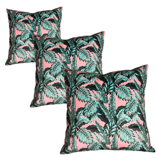 These beautiful custom pillow covers are made the the custom palms fabric available only through Fabric Chick. 